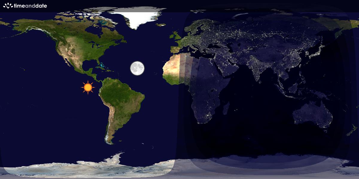Verdenskart som viser dag og natt 