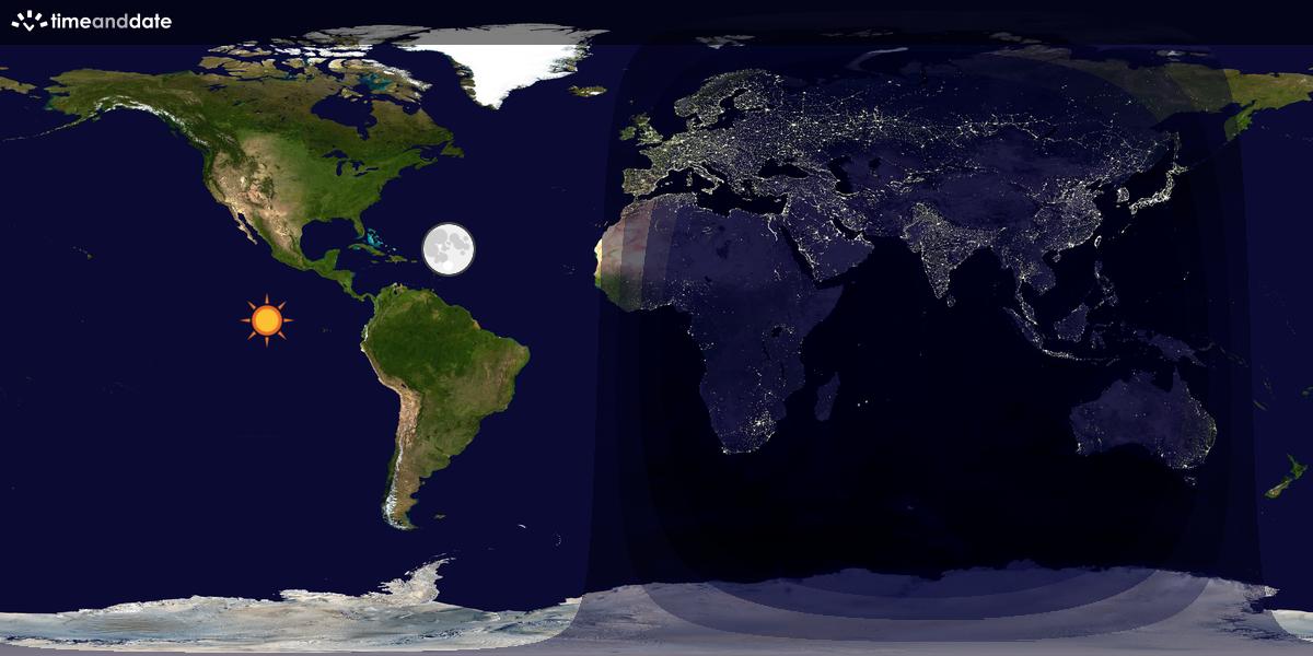 Verdenskart som viser dag og natt 