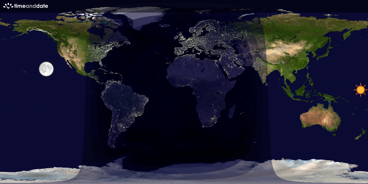 Verdenskart som viser dag og natt 
