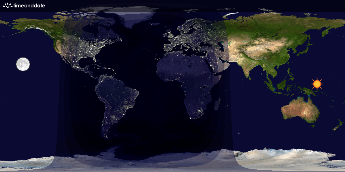 Verdenskart som viser dag og natt 