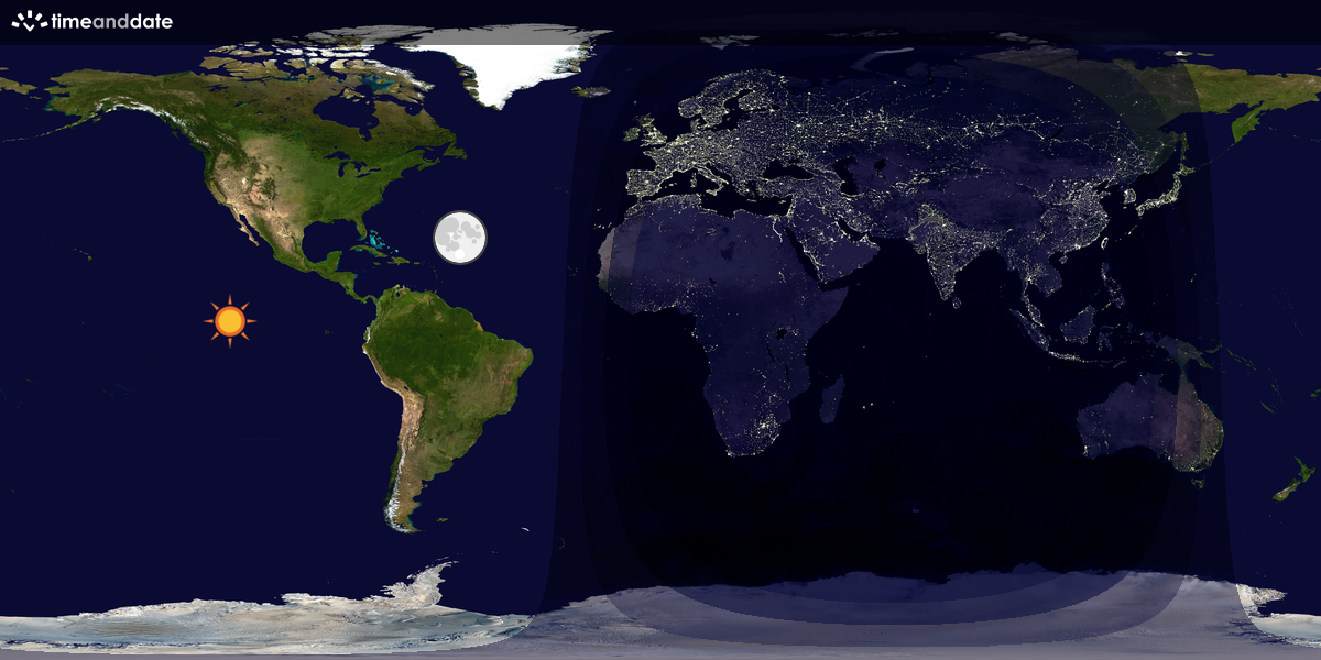 Verdenskart som viser dag og natt 