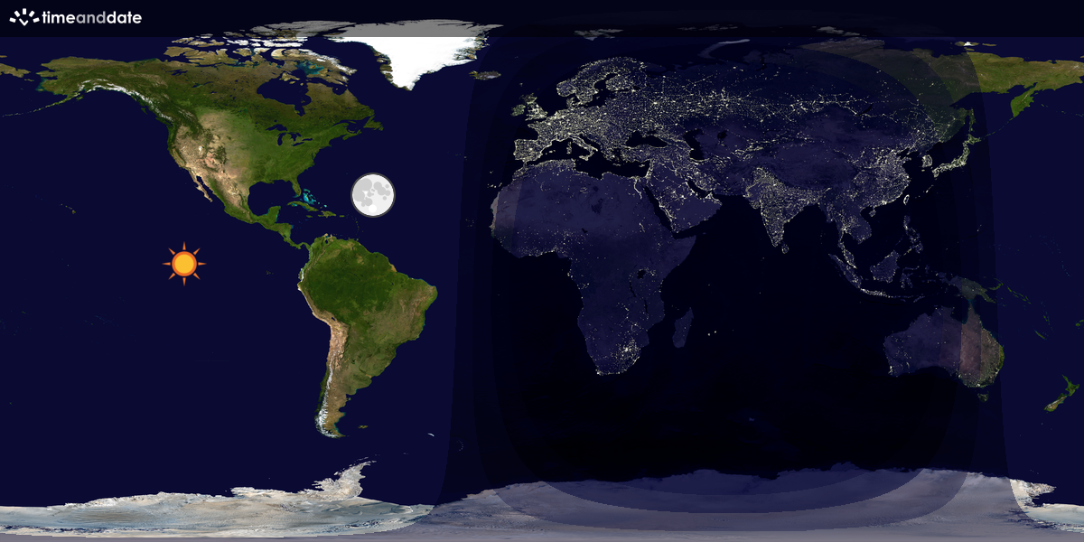 Verdenskart som viser dag og natt 