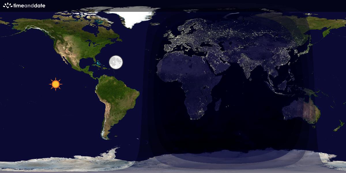 Verdenskart som viser dag og natt 