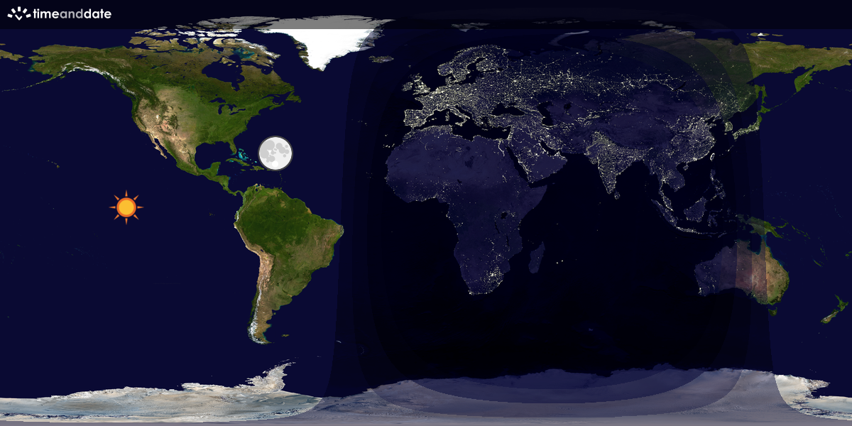 Verdenskart som viser dag og natt 