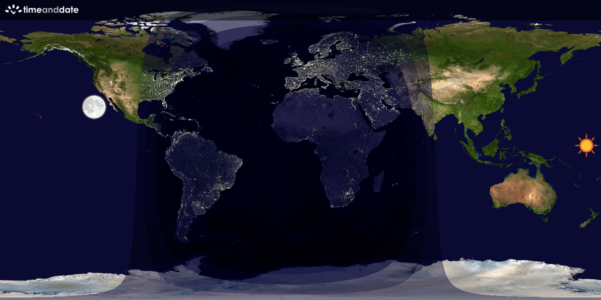 Verdenskart som viser dag og natt 