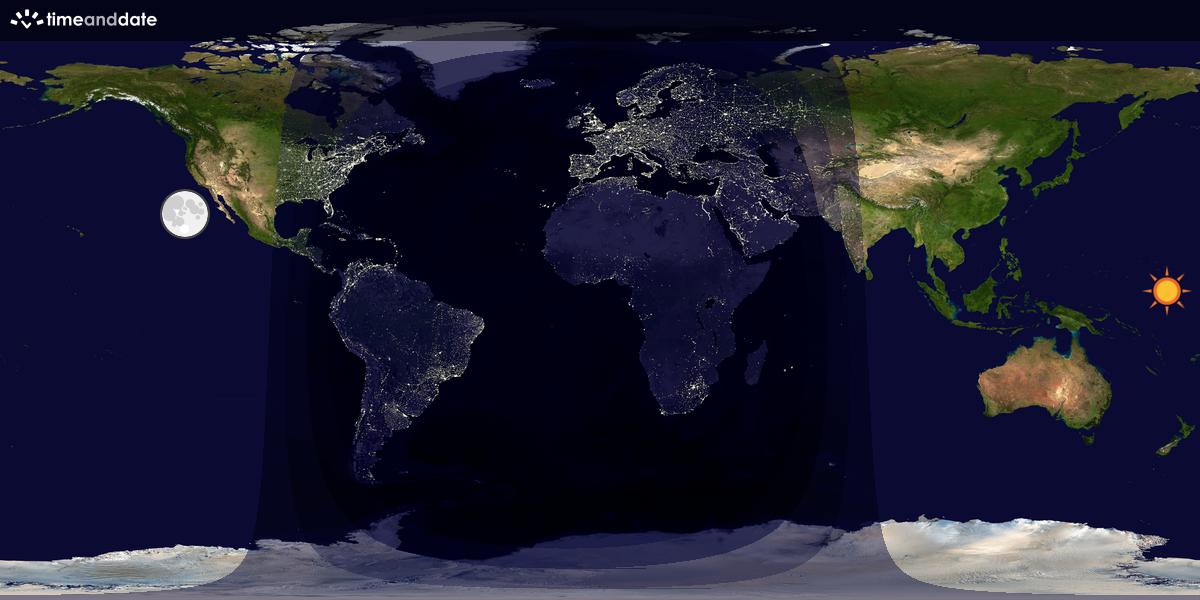 Verdenskart som viser dag og natt 