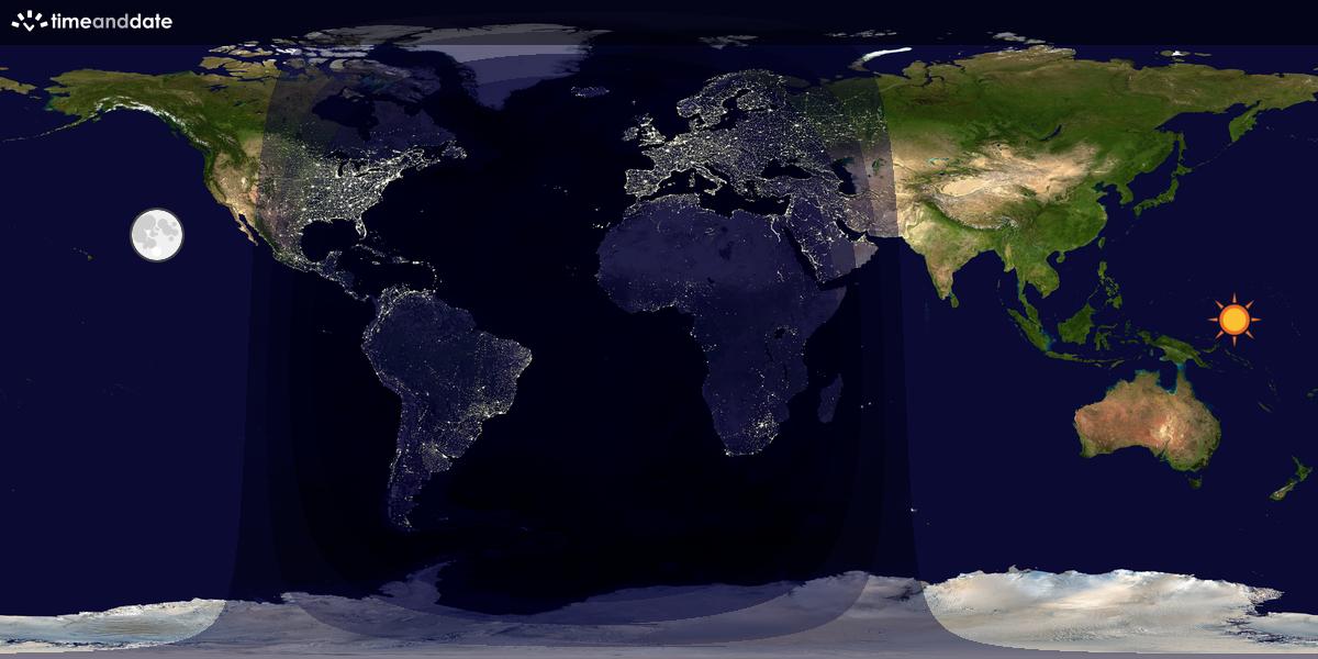 Verdenskart som viser dag og natt 