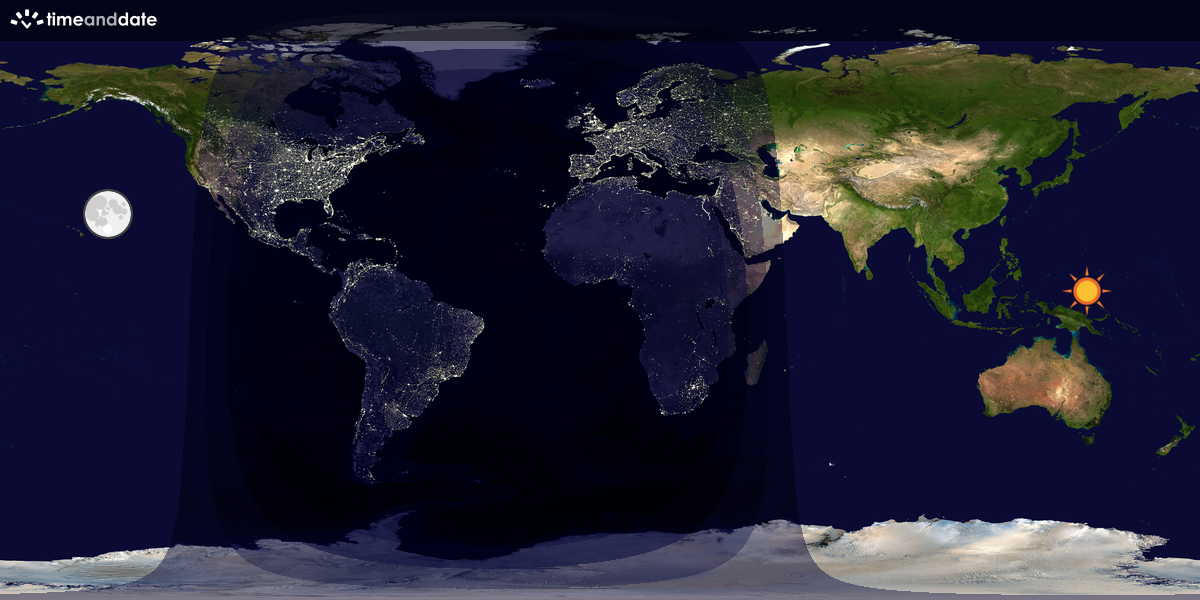 Verdenskart som viser dag og natt 