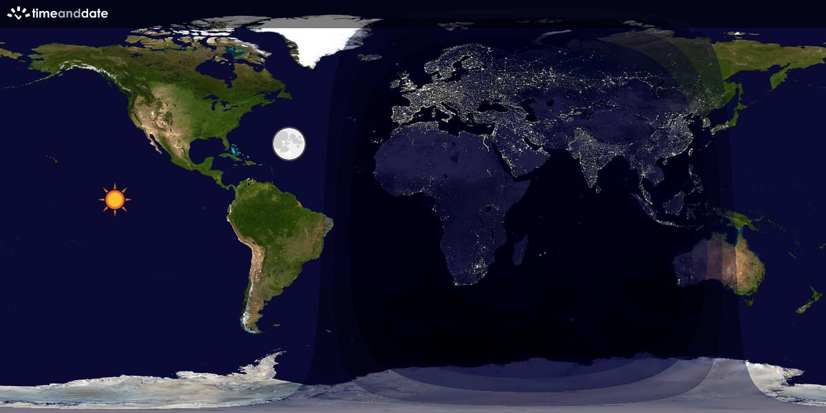 Verdenskart som viser dag og natt 