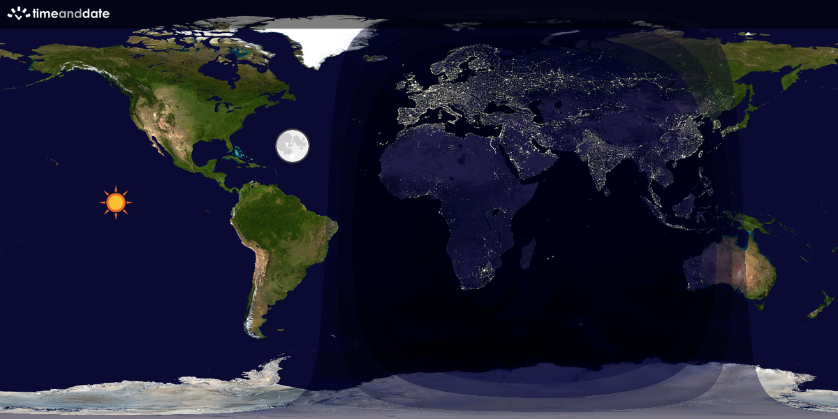 Verdenskart som viser dag og natt 