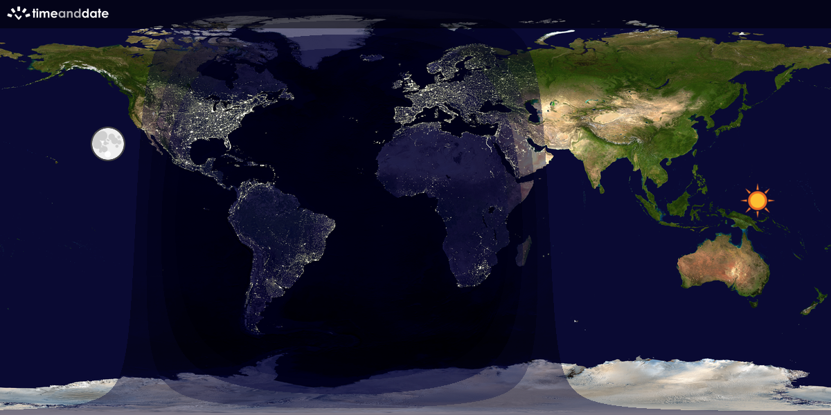 Verdenskart som viser dag og natt 