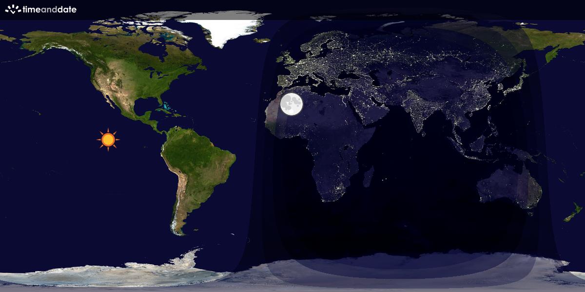 Verdenskart som viser dag og natt 