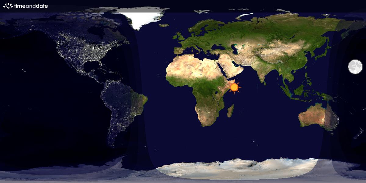 Verdenskart som viser dag og natt 