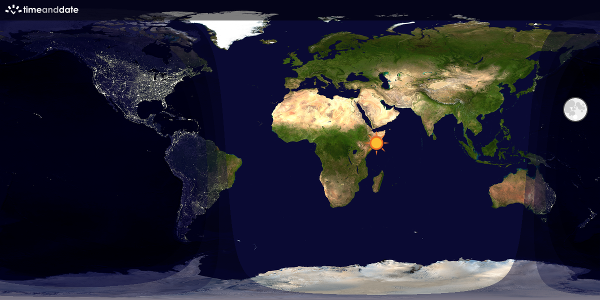 Verdenskart som viser dag og natt 