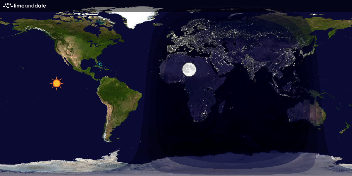 Verdenskart som viser dag og natt 