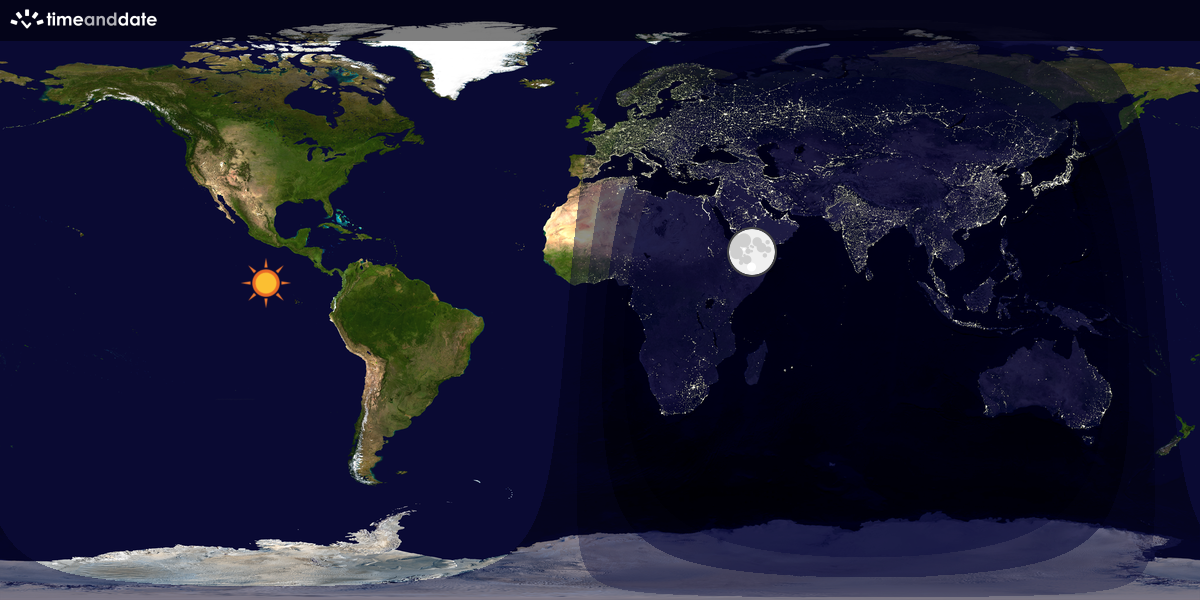 Verdenskart som viser dag og natt 