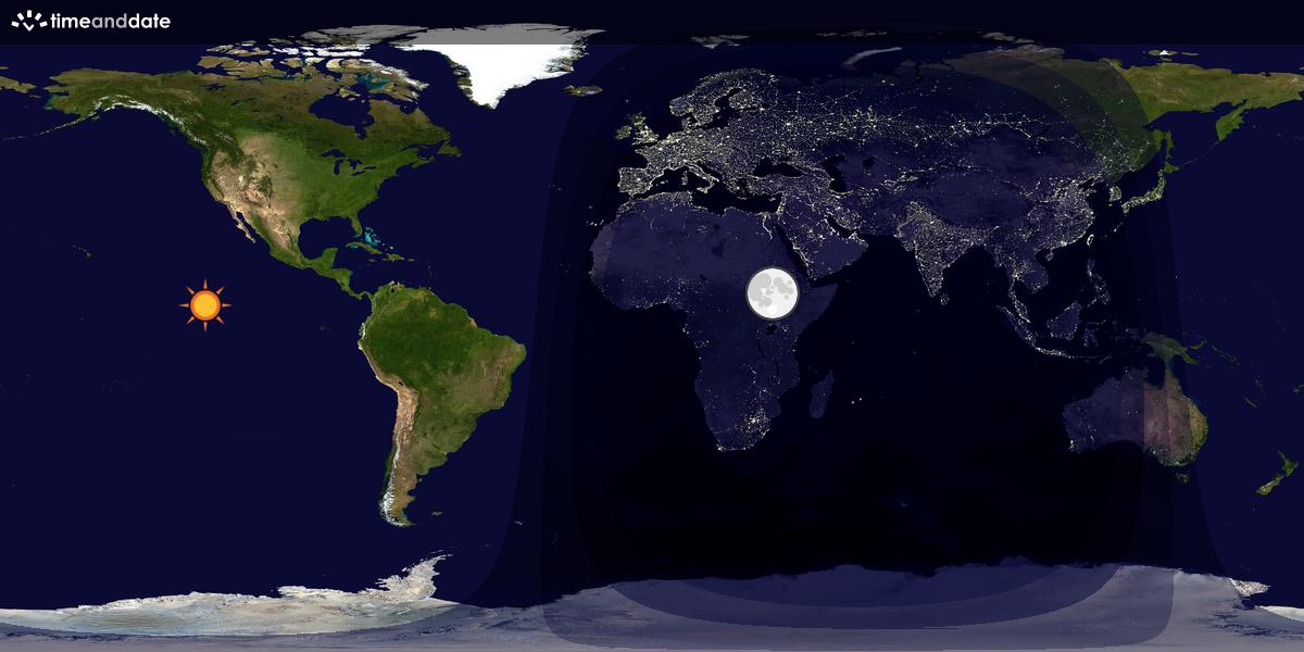 Verdenskart som viser dag og natt 