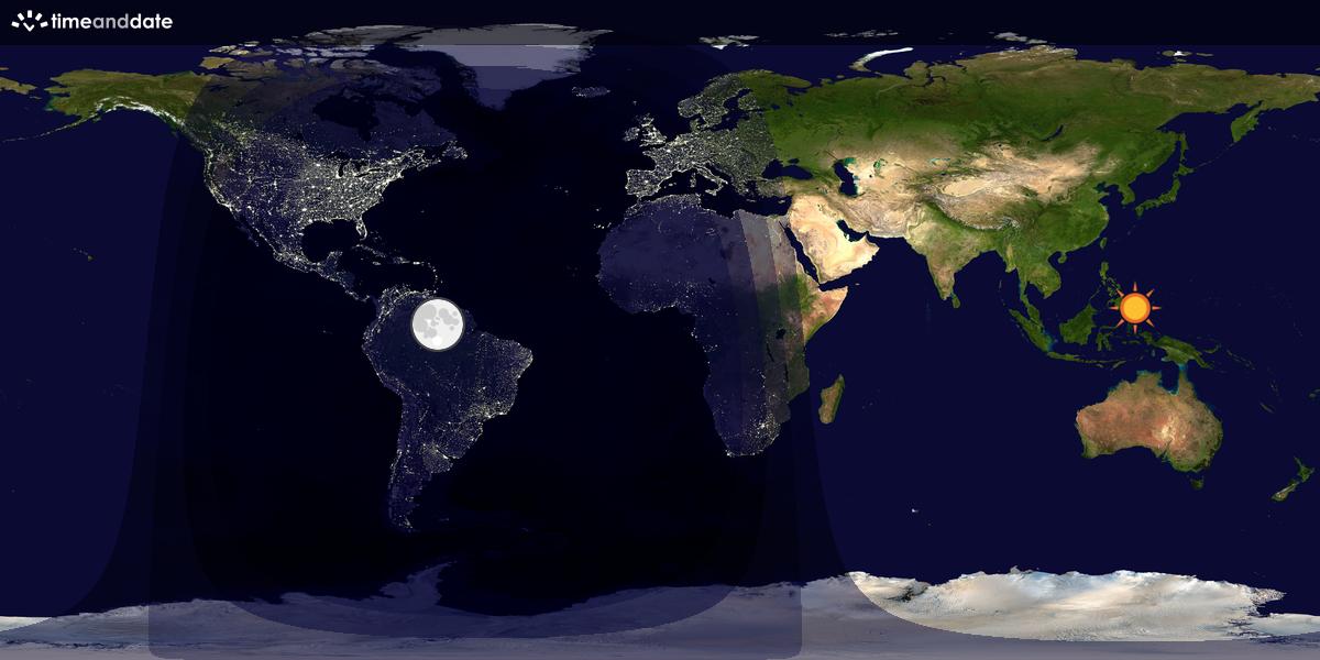 Verdenskart som viser dag og natt 