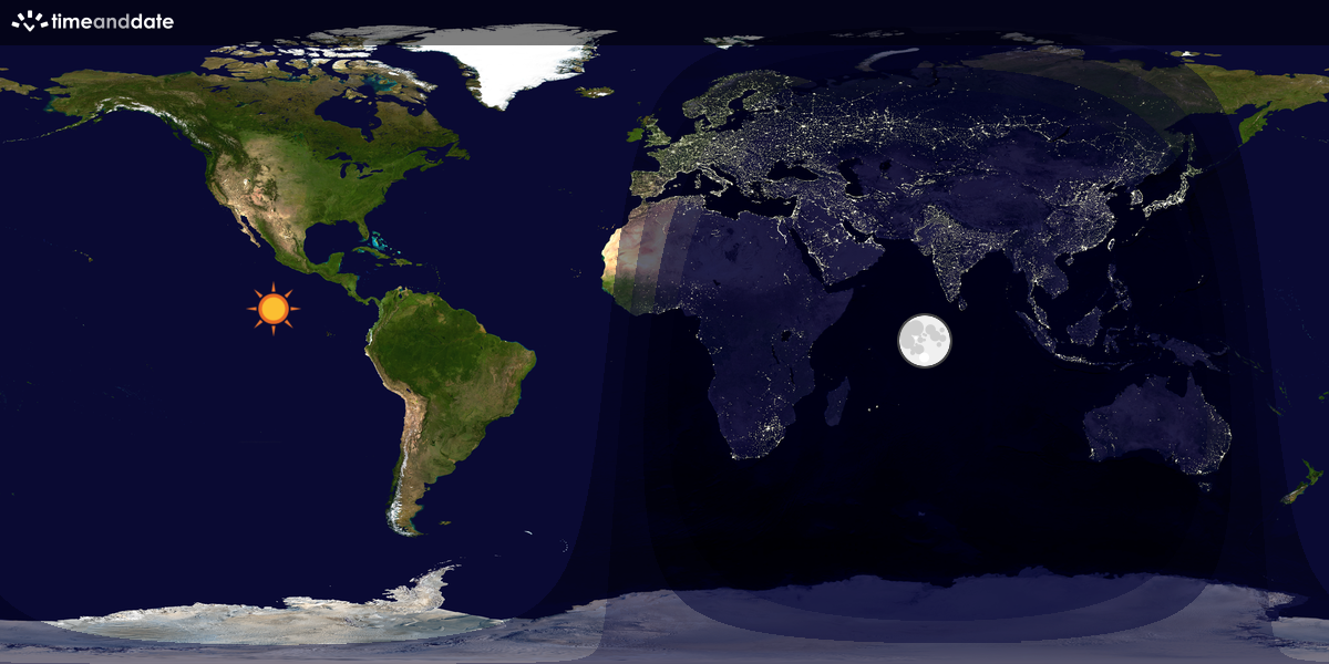 Verdenskart som viser dag og natt 
