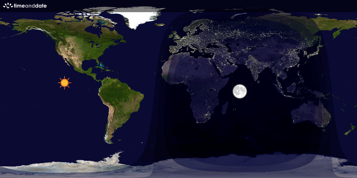 Verdenskart som viser dag og natt 