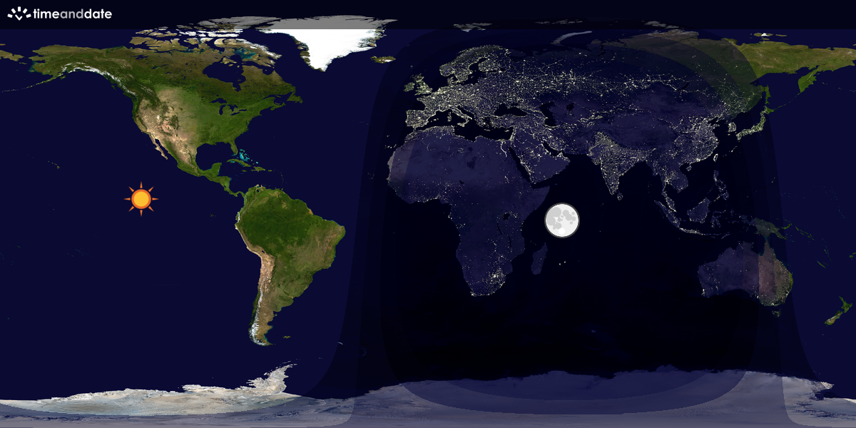 Verdenskart som viser dag og natt 