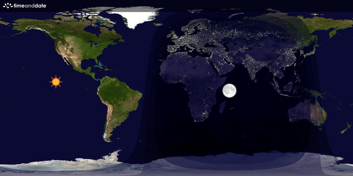 Verdenskart som viser dag og natt 