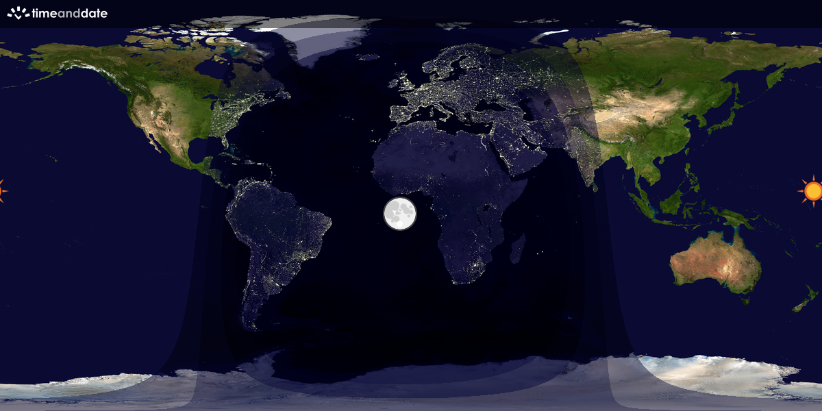 Verdenskart som viser dag og natt 