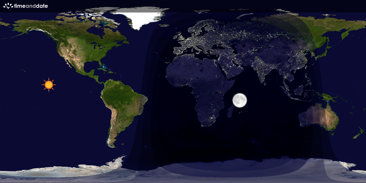 Verdenskart som viser dag og natt 