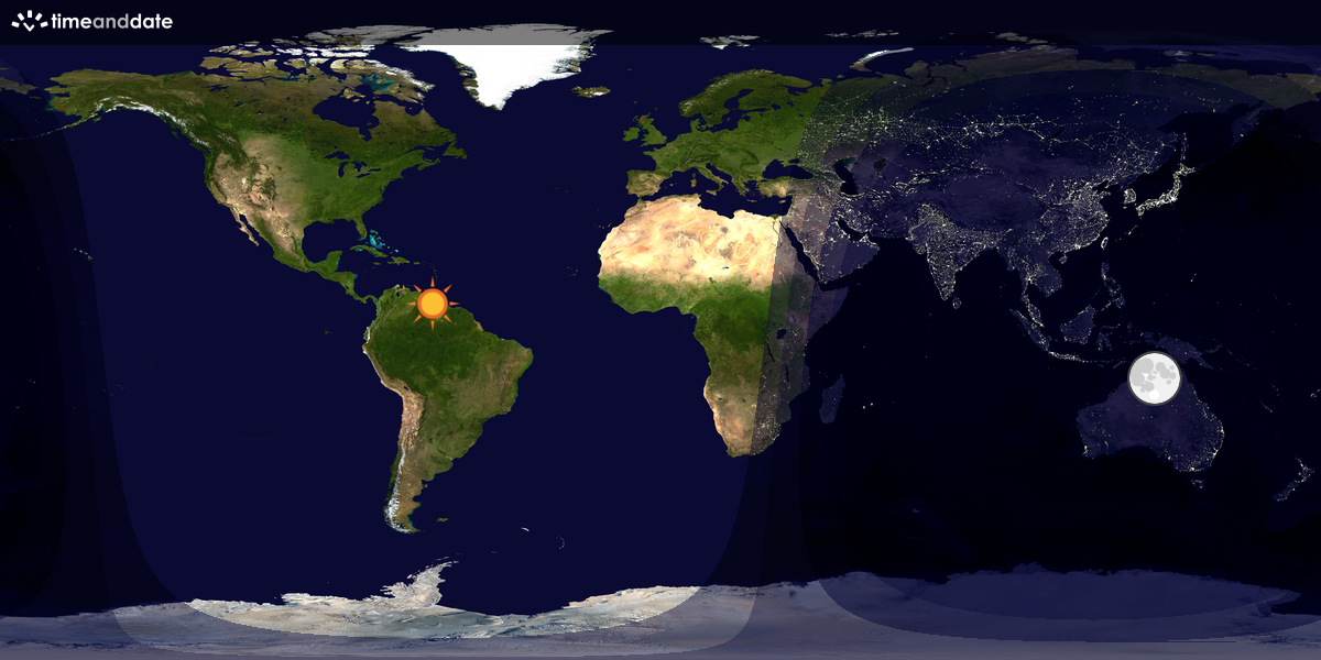 Verdenskart som viser dag og natt 
