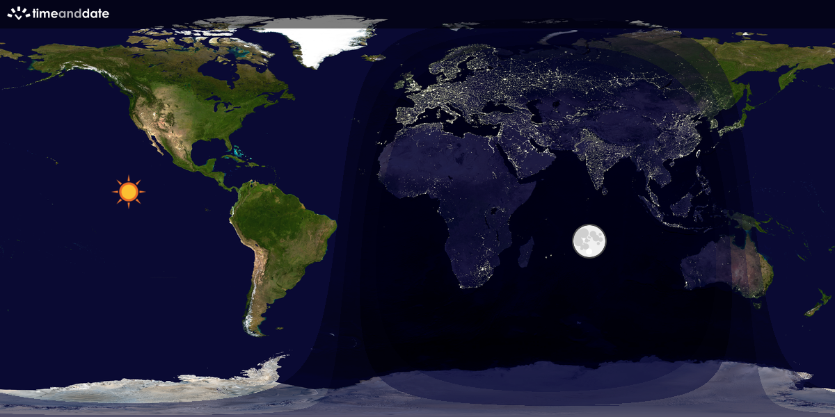 Verdenskart som viser dag og natt 