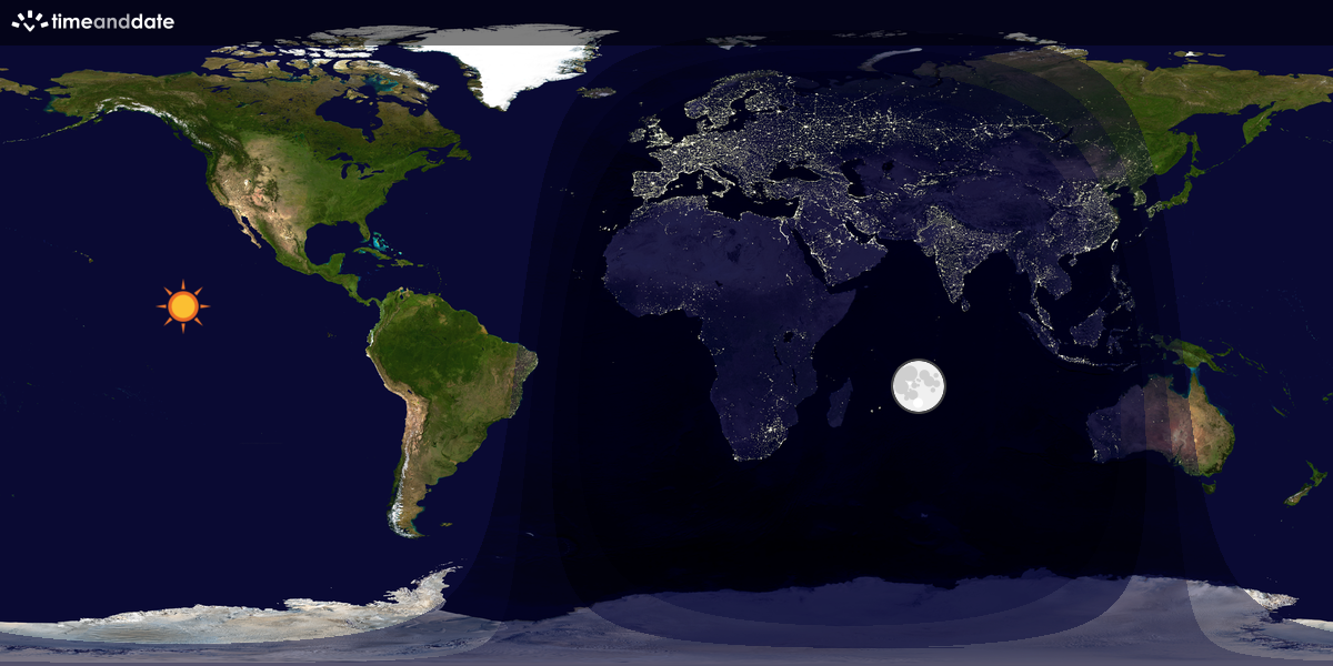 Verdenskart som viser dag og natt 
