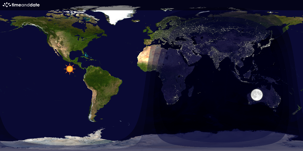 Verdenskart som viser dag og natt 