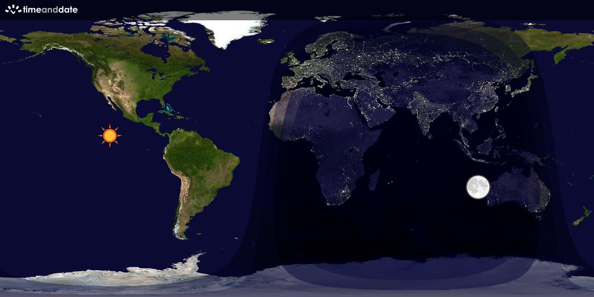Verdenskart som viser dag og natt 