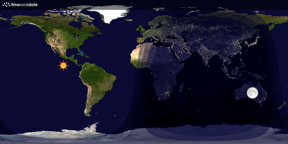 Verdenskart som viser dag og natt 