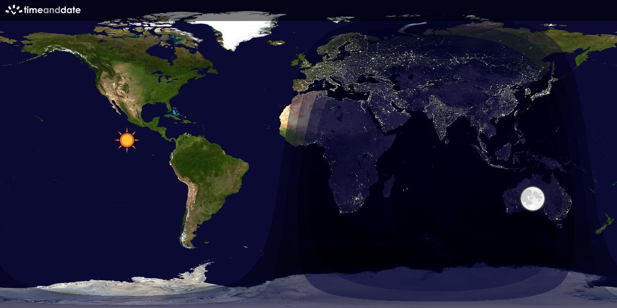Verdenskart som viser dag og natt 