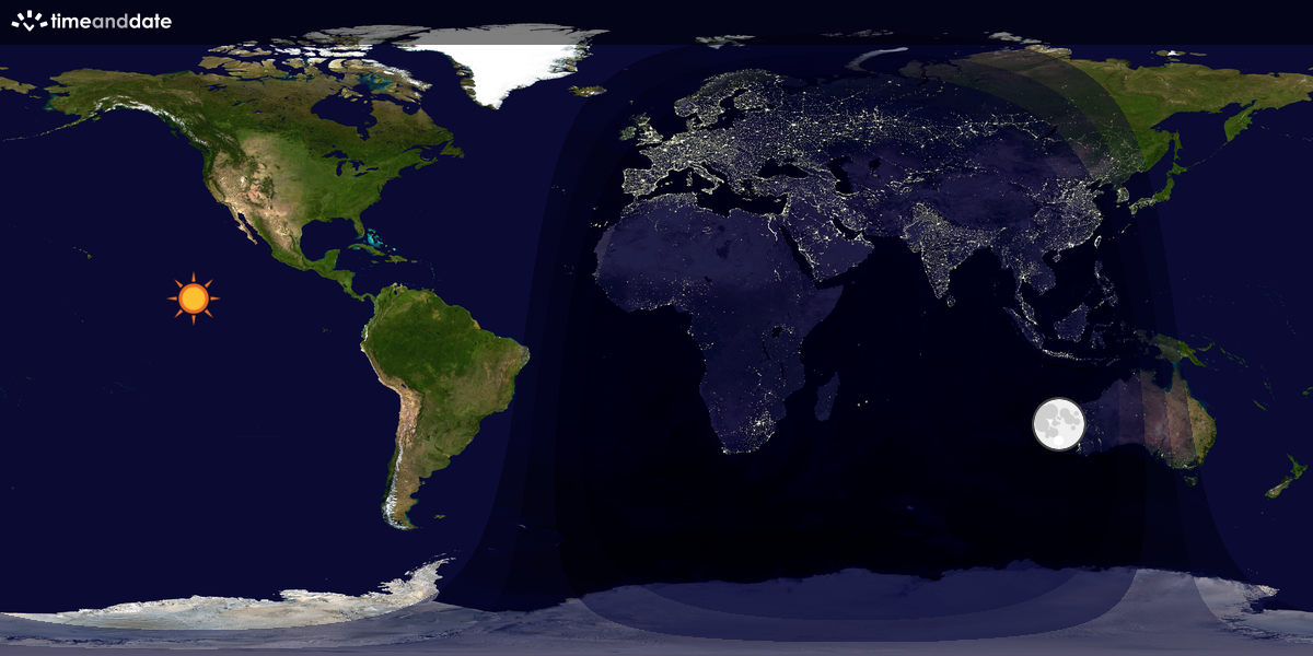 Verdenskart som viser dag og natt 