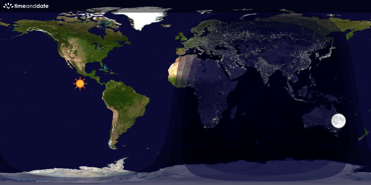 Verdenskart som viser dag og natt 