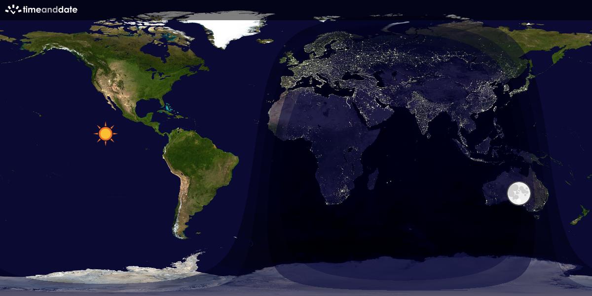 Verdenskart som viser dag og natt 