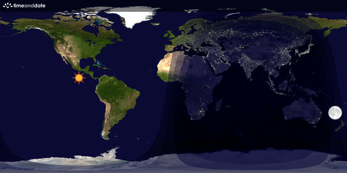 Verdenskart som viser dag og natt 
