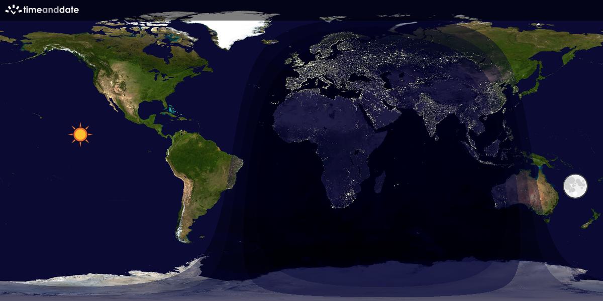 Verdenskart som viser dag og natt 