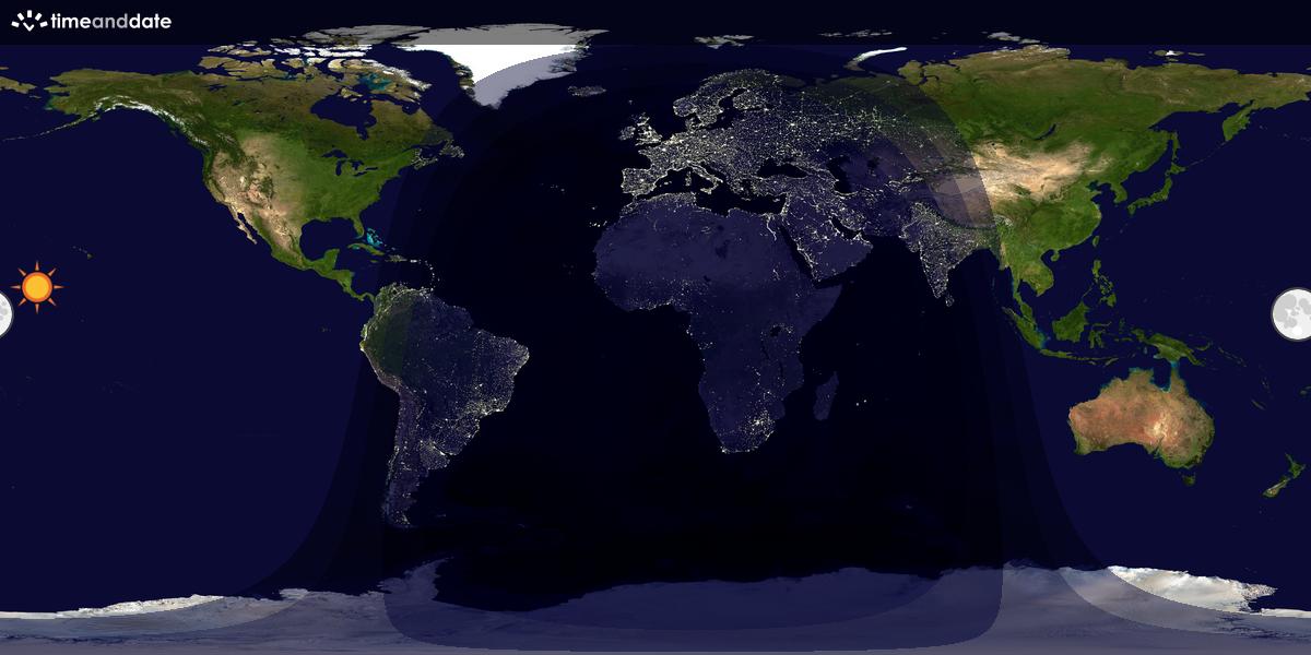 Verdenskart som viser dag og natt 