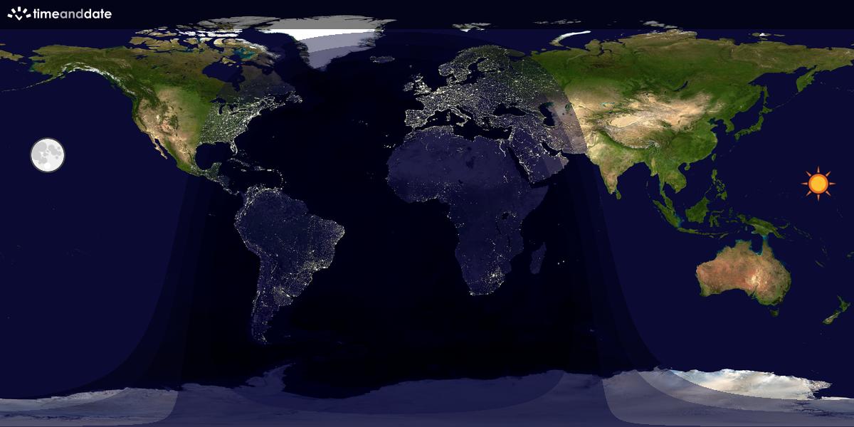 Verdenskart som viser dag og natt 