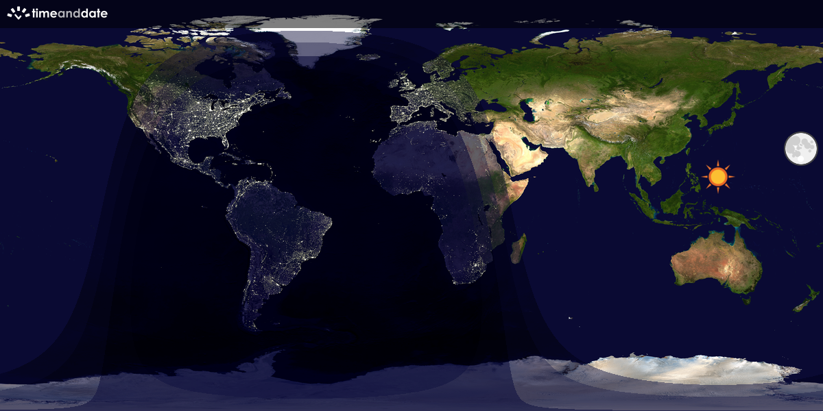 Verdenskart som viser dag og natt 