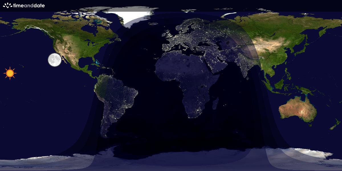 Verdenskart som viser dag og natt 