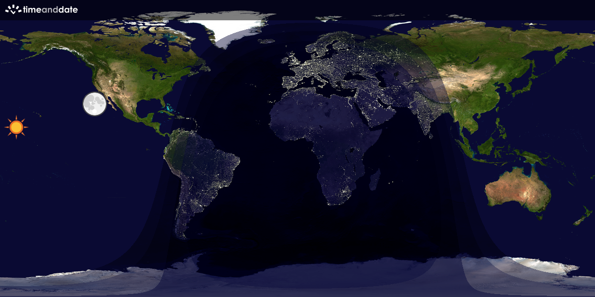 Verdenskart som viser dag og natt 