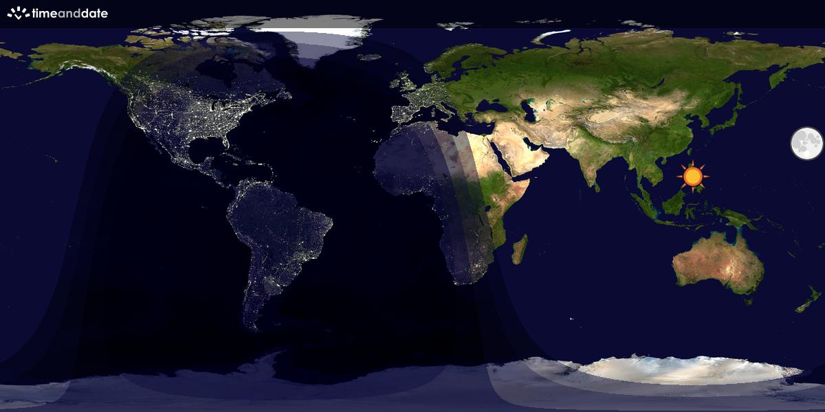 Verdenskart som viser dag og natt 