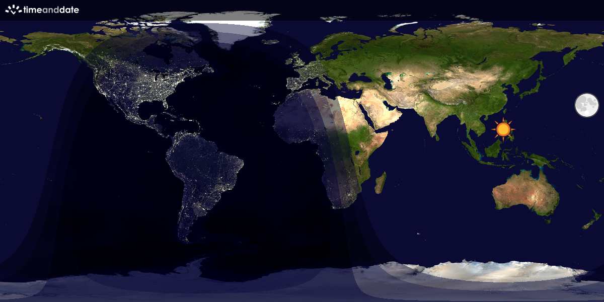 Verdenskart som viser dag og natt 