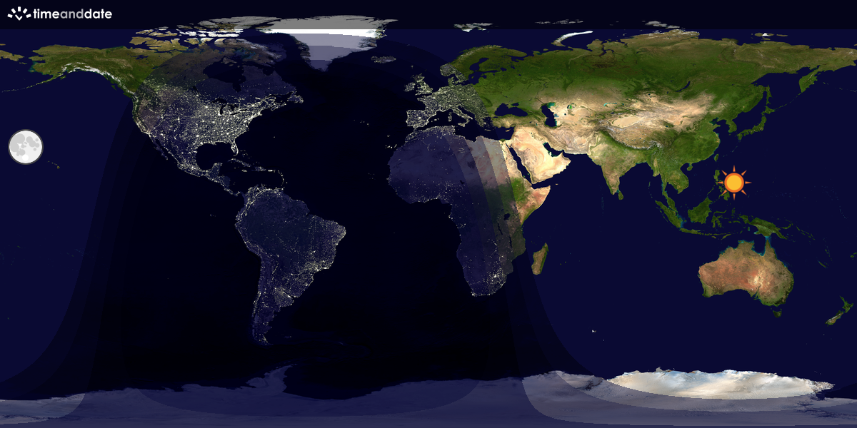 Verdenskart som viser dag og natt 