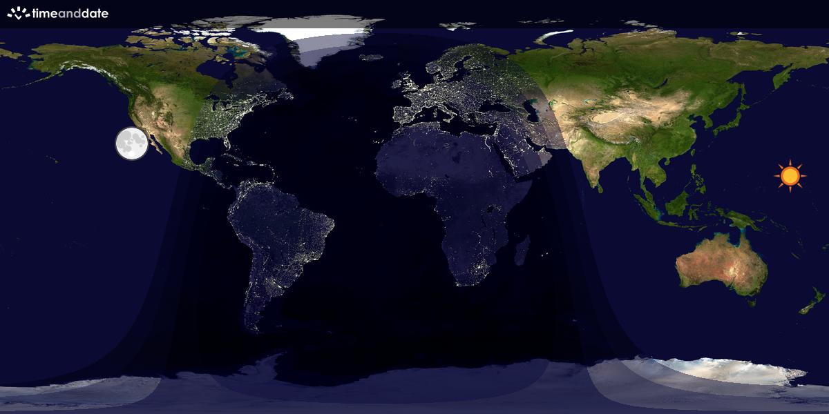 Verdenskart som viser dag og natt 