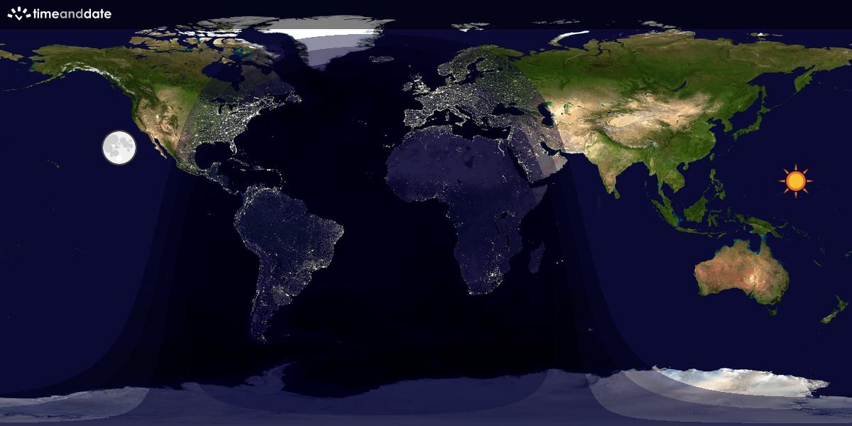 Verdenskart som viser dag og natt 